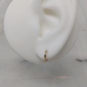 New 14k solid yellow gold huggie earrings dainty tiny pierced round circle hoop
